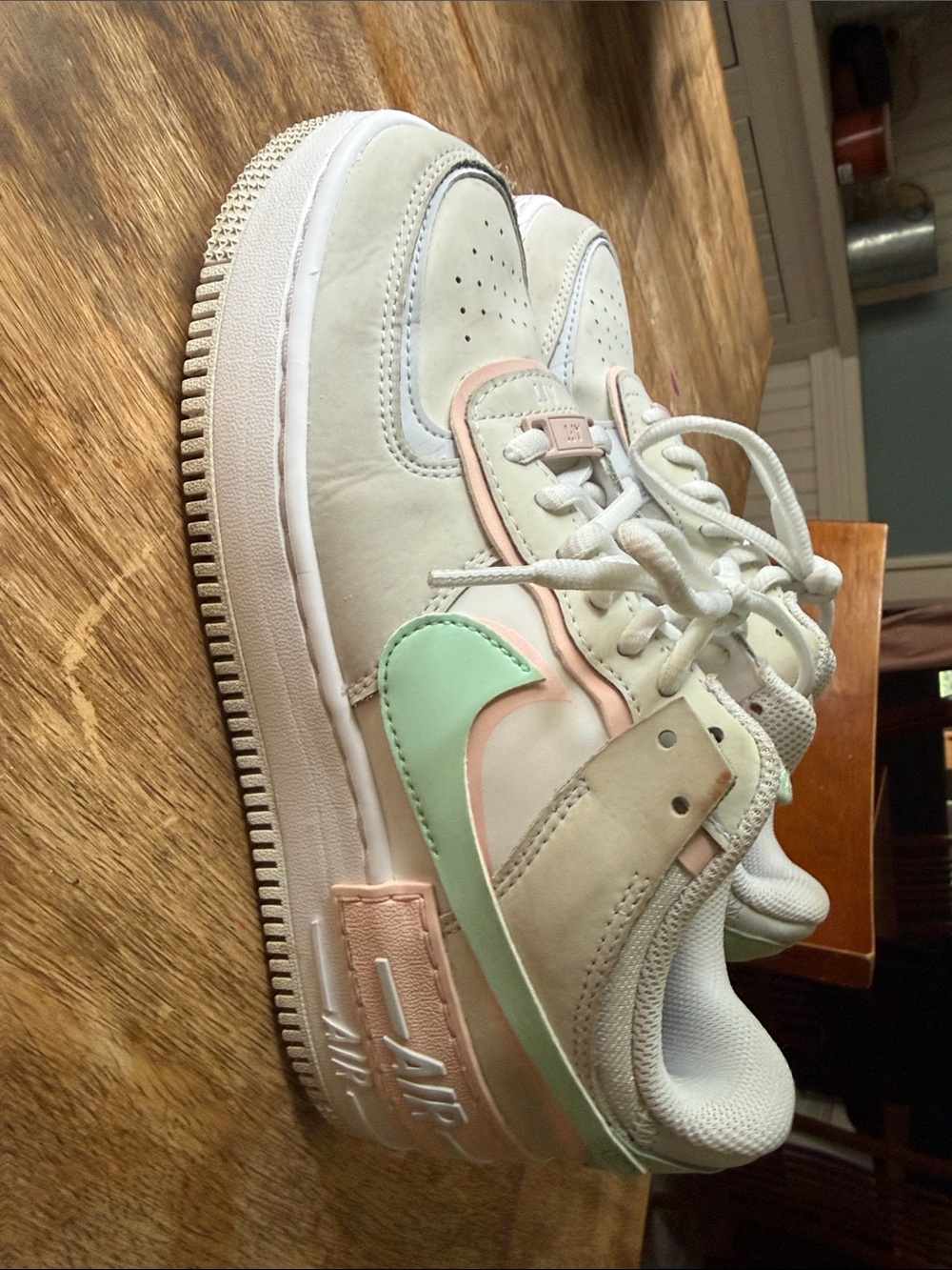 Nike Airforce 1 Shadow White/Mint Foam/ Pink Gently used!! - Picture 3 of 8